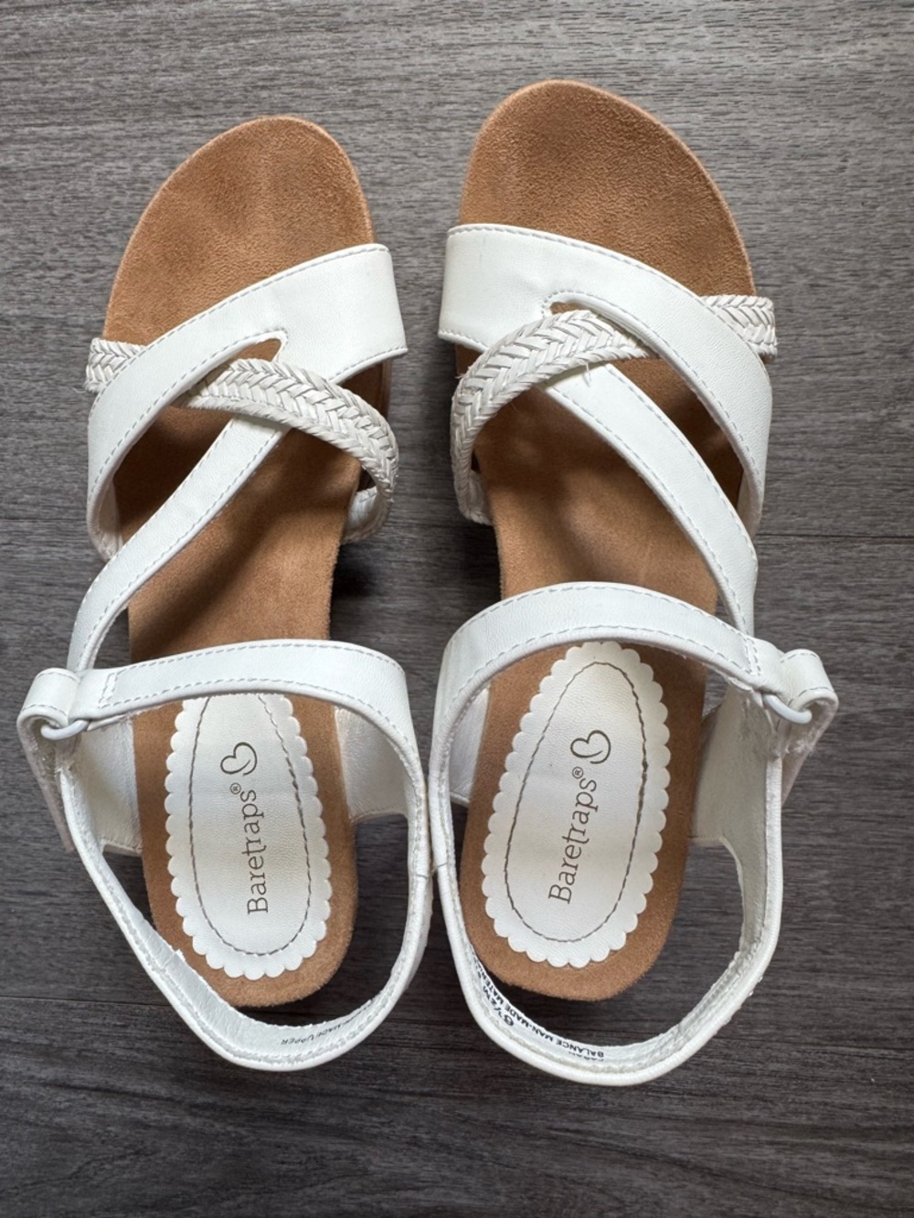 BareTraps White Braided-Strap Women's Sandals with Tan Footbed - Picture 2 of 4